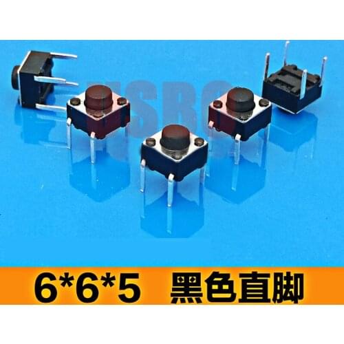 4 Pins Mini Touch Button Switch At Right Angle Black Tact Switch In Stock 6*6*5mm