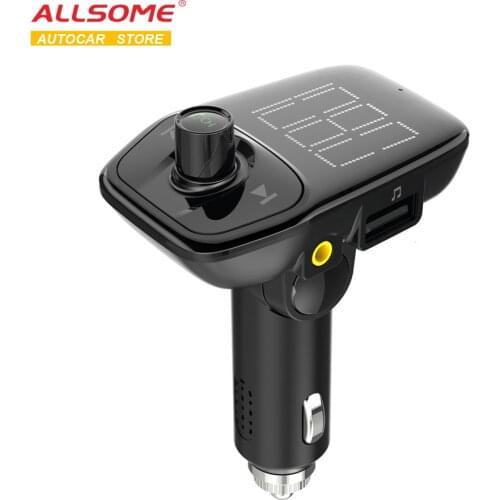 ALLSOME 5V FM Transmitter AUX Modulator Bluetooth 4.2 Wireless Car Radio Adapter Handsfree Car Kit Charger TF USB MP3 Player