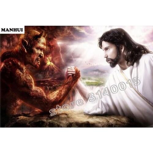 5d diy diamond Jesus war the devil pattern Cross Stitch diamond painting embroidery beads patterns picture of rhinestones BEF019