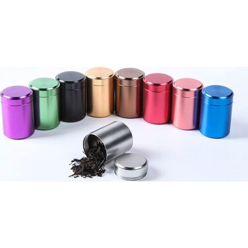 Tea Tin Airtight Smell Proof Canister with Airtight Lid Aluminum Tea Containers for Loose Leaf, Coffee, Sugar Pipe Herb Grinder