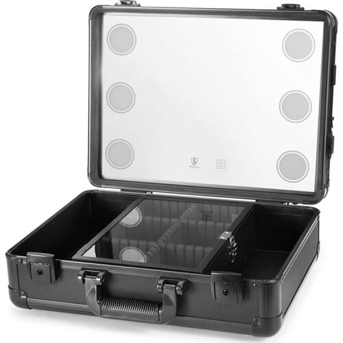Makeup Train Case, Pro Aluminum Cosmetic Organizer Box Bag With LED & Mirror, Large Capacity Beauty Artist Cosmetic Tools Storag