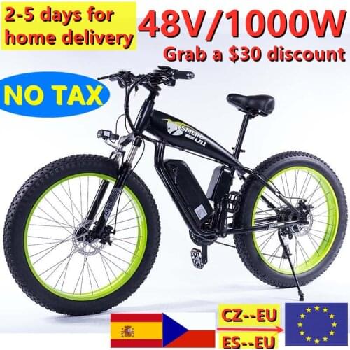 Electric bike 1000W4.0 fat tire electric bike beach cruiser bike Booster bicycle 48v 15AH lithium battery ebike