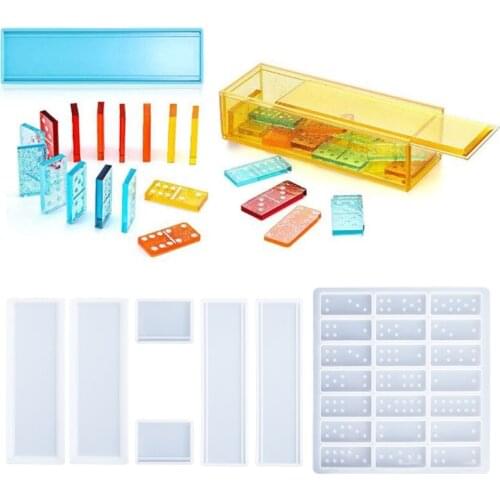 Dominoes Epoxy Resin Mold Dominoes Storage Box Jewelry Case Holder Casting Silicone Mould DIY Crafts Jewelry Domino Tiles