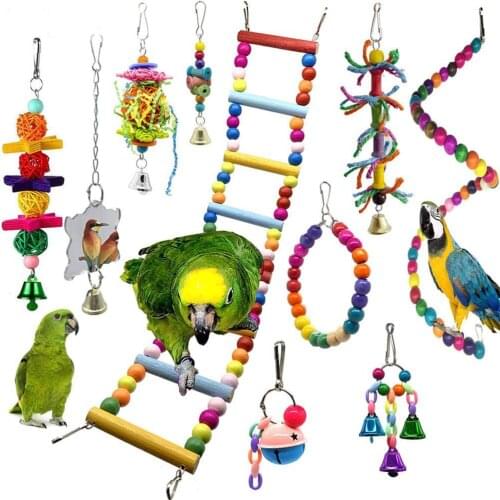 Traumdeutung 10 Parrot Toys chew Budgie Perch And Bird Toys Swing Pet Accessories Cockatiel ladder Stand parkiet speelgoed