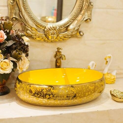 The ceramic table basin oval wash table washbasin washbasin basin bathroom art basin household pool