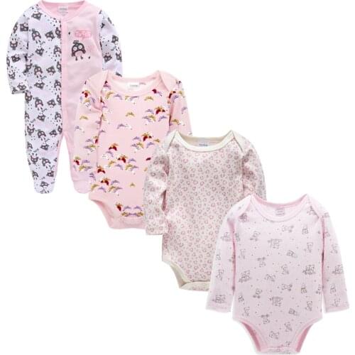 Infant 4pcs Baby Girl Clothes Set Breathable roupas de bebe Clothing Cotton Full Sleeve Body bebe set Baby