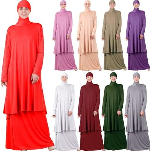 Two-piece Prayer Islamic Muslim Women Dress Islamic Set Long Khimar Burqa Arab Skirt Jilbab Ramadan Outfit Middle East Suit New