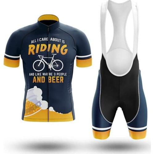 2021 RIDING BEER Mens Cycling Jersey Set Professional Cycling Clothing Quick Dry Summer Sleeved Cycling Shirt Bib Short Gel Pad