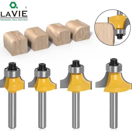 LAVIE 4 pcs set 6mm or 1/4" Shank Small Corner Round Router Bit for Wood Edging Woodworking Mill Classical Cutter Bit for Wood