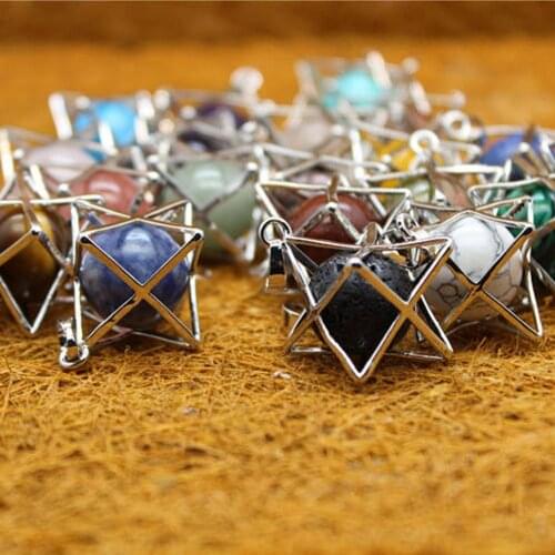 Natural Stone Chakra Reiki Hexagrama Unicursal Healing Point Star of David Pendant Accessories for Necklace Jewelry Making Free