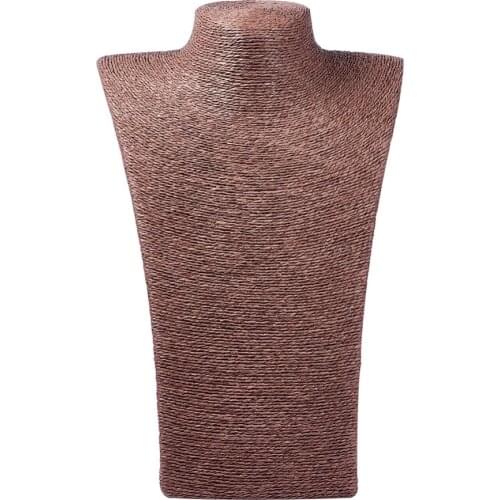 Pandahall 2PCS Stereoscopic Necklace Bust Displays, PU Mannequin Jewelry Displays, Covered by Rattan, 3 Colors, 350x230x140mm