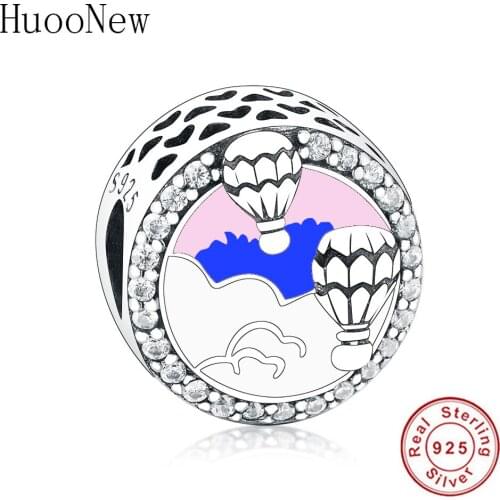 Fit Original Charm DIY Bracelet Jewelry Making 2019 Summer Fashion 925 Sterling Silver Hot Air Balloon Trip Charms Beads