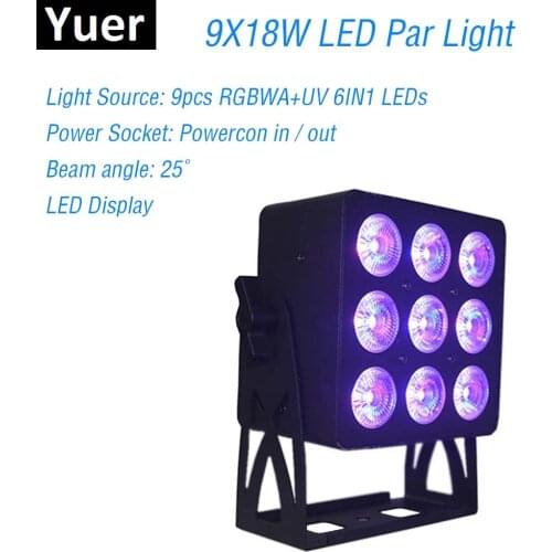 Aluminum Alloy LED Par 9X18W RGBWA+UV 6IN1 LED Par Can Par LED Spotlight Dj Laser Projector Wash Lighting Effect Stage Lights