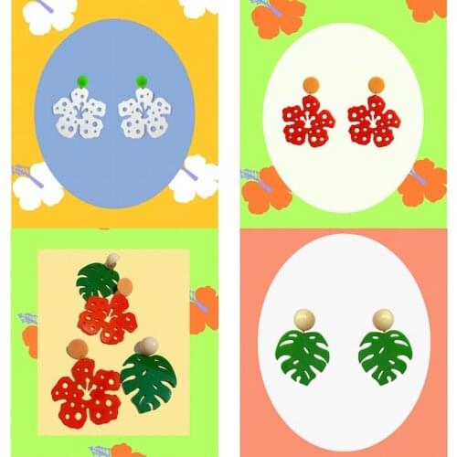 Hollow holiday feeling flower and leaf modeling resin pendant cute earrings diy making accessories handmade materials