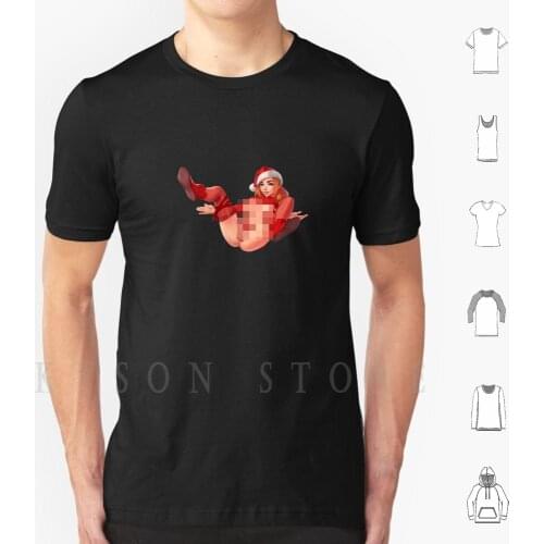 Christmas Anime Shemale Trans T Shirt Diy Big Size Cotton Happy Christmas Red Santa Funny Stocking Snow Snowing Cartoon