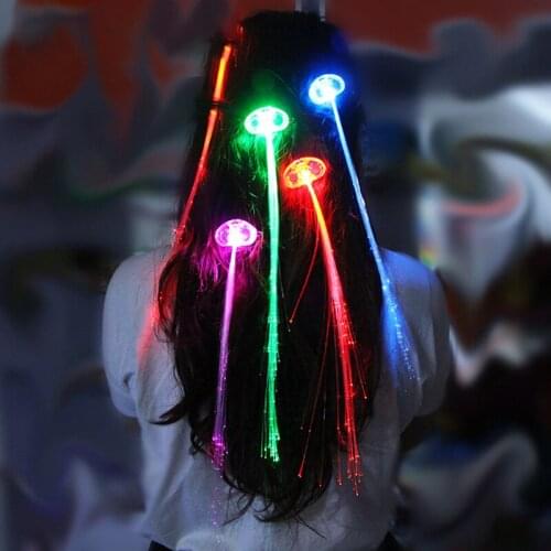 12PCS LED Shining Glow Hair Braid Flash Fiber Hairpin Clip Luminous Headband Luminescent LED Party LED Birthday Gift