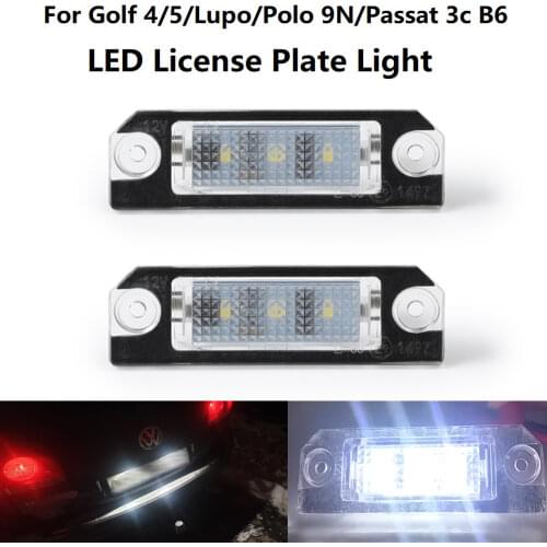 2Pcs 3LED License Plate Number Lamp Signal Lights For VW Golf 4 97-05 Golf 5 03-08 Lupo Polo 9N Passat 3c B6 Limousine Canbus