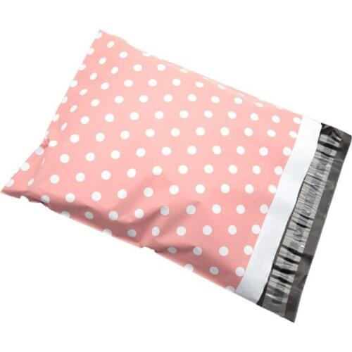 Light Pinkdot Plastic Self Sealing Bag Waterproof Strong Adhesive Bag Envelope Mailing Packaging Bag Shipping Bag 10x14.5" 50Pcs