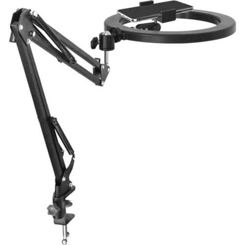 Universal Rotating Flexible Arm Mobile Phone Holder With Phone Clip And Cradle Head And LED Ring Light for Live Stream EM88