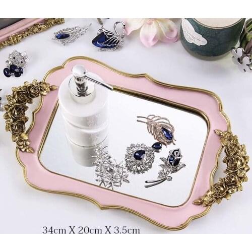 Vintage cake tray resin cake display accessory mirror ancient style gold white wedding ornaments dessert dishes cupcake plate