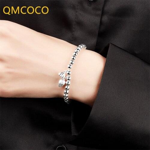 QMCOCO Vintage Do Old Geometric Pattern Women Round Beads Bracelet Design INS 925 Silver Simple Trend Birthday Party Gifts