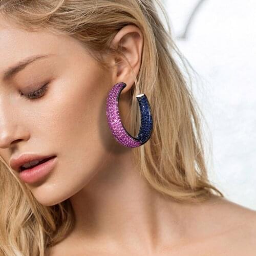 Zlxgirl jewelry 35mm AAA cubic Zirconia Round wedding stud Earrings womens brand Micro Pave Geometric earrings bijoux Ears gift