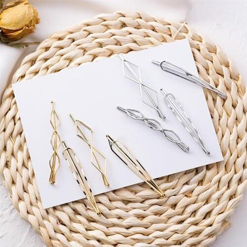 8PCS Creative Women Hair Clip Retro Geometric Alloy Hollow Hair Side Clip Hair Barrette Hair Pin Hair Ornament Accessories