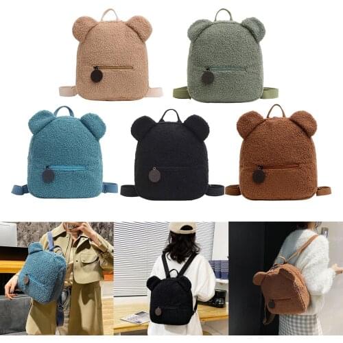 Backpacks Womens Casual Style Lightweight Fleece Backpack School Bag Travel Daypack Medium Handbag Purse