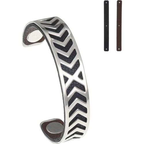 Vintage Stainless Steel Love Bracelet For Women Punk Cuff Interchangeable Leather Charms For Bracelet Office Jewelry