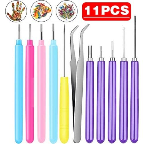 11pcs Craft Paper Quilling Paper Pen DIY Scrapbooking Stamping Slotted Kit Rolling Curling Needle Pen Tweezer Handmade Tools