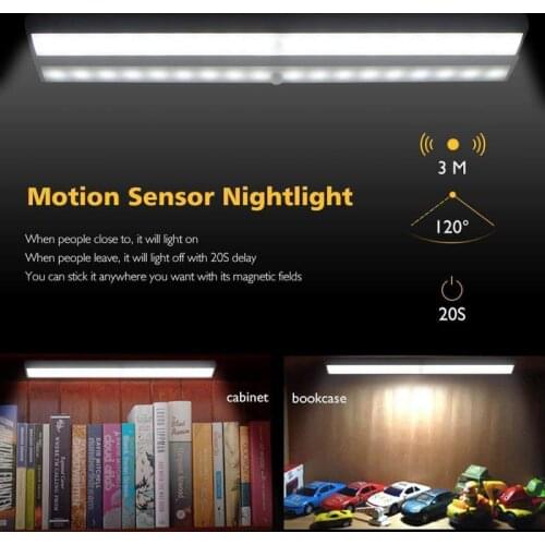 19.2x3.1cm Motion Sensor Closet Light 10 LED Adhesive Tape Wireless Bar Stick-on Anywhere Cabinet Night Lamps Battery Powered