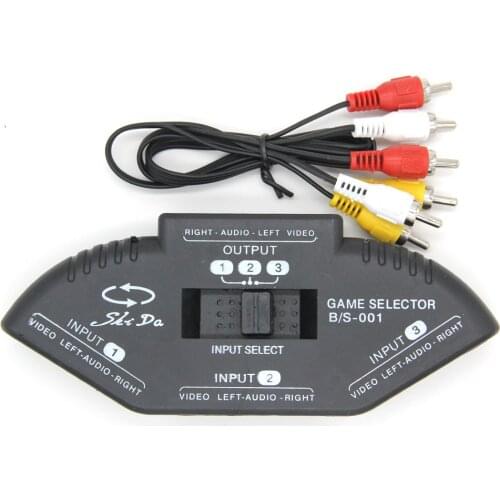 3 Ports Video Switcher Game AV Signal Switch Cable AV RCA AV Splitter Audio Converter for XBOX for PS TV