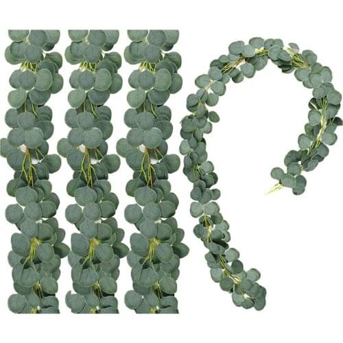 4 Pack Eucalyptus Garland,Artificial Eucalyptus Leaves Greenery Vine for Table/Wedding Backdrop/Fireplace Decor,5.5 Ft
