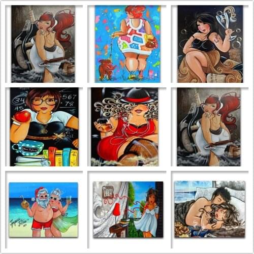 5D DIY Diamond painting Cross stitch Fat Lady Full Square/Round Diamond Embroidery Girl set Diamond mosaic Cartoon Portraits