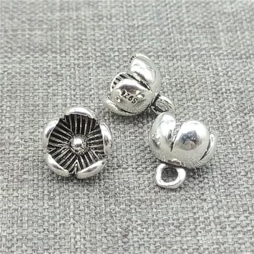 8 Pieces of 925 Sterling Silver Tiny Flower Charms for Bracelet Necklace