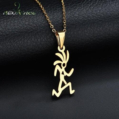 Nextvance Sport Runner Fitness Pendant Necklace Boy Figure Exercise Link Chain Necklaces for Women Men Cool Jewelry Koyle