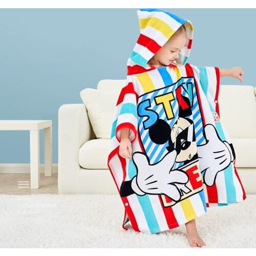 Disney Children Cartoon Baby Hooded Towel Boys Girls Kids Swimming Bath Towel Infant Bathing Wrap Bathrobe