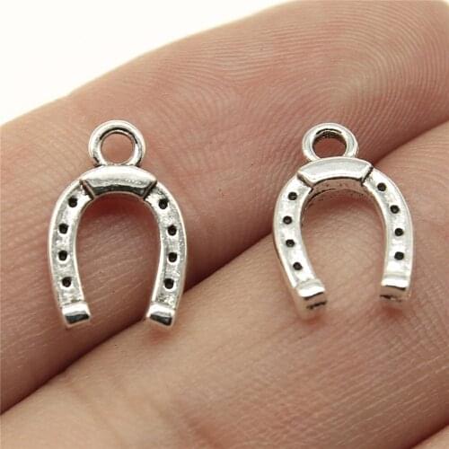 40pcs 14x9mm Horseshoe Pendants Antique Silver Color Horseshoe Pendant Lucky Charm Lucky Horse Shoe Pendant