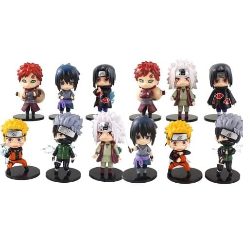 6pcs/Set 9-11cm Naruto Shippuden Anime Hatake Kakashi Uchiha Sasuke Itachi Gaara Jiraiya Kawaii Action Figure Mini Model Toys