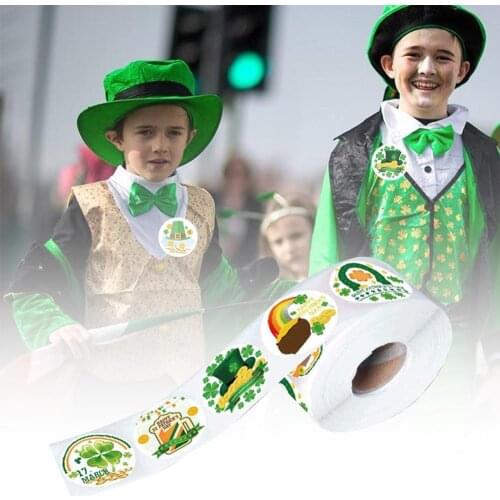 Irish Day Green Clover Flag Beer Hat Sticker St. Patricks Day Shamrock Decoration Window Clings Decal Green Color for School