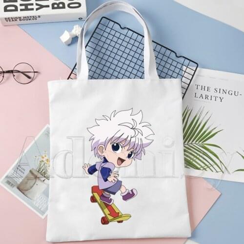 Killua Women Canvas Shopping Bag Letters Print Female Cloth Shoulder Bag Eco Handbag Tote Reusable Grocery Shopper Bags