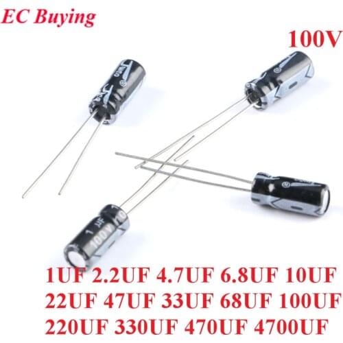 50pcs DIP Electrolytic Capacitor 100V 10uf 22uf 47UF 1UF 2.2UF 4.7UF 6.8UF 33UF 68UF 100UF 220UF 330UF 470UF 4700UF ±20