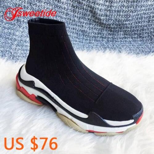 Hot Sale Sports Outdoor Sock Shoes High-Top Ankle Knitted Couple Shoes Sneakers Breathable Brand Flats Top Quality Casual Shoes