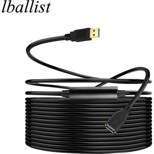 Lballist 10m USB 3.0 Extension Cable Male to Female M/F Built-in IC Chipset Foil+Braided Shielded
