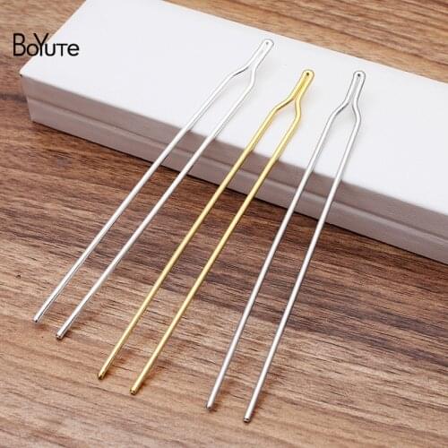 BoYuTe (50 Pieces/Lot) 125*2MM Metal Iron Y-shaped Hairpin Hair Fork Materials Diy Handmade Jewelry Accessories