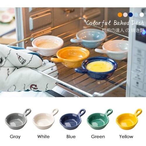 Mini Baking Bowl Heatable Ceramic Bowl Cake Dessert Household Spice Dish Microwave Oven DIY Bowl With Handle Photography Props