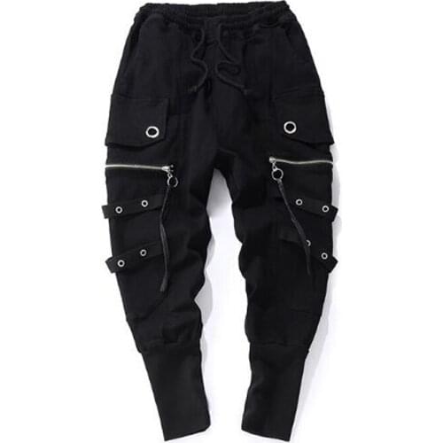 Mens Fashion joggers pants harem Zipper Tide pants Mens Boys Breeches Loose Collapse Hip Hop Trousers