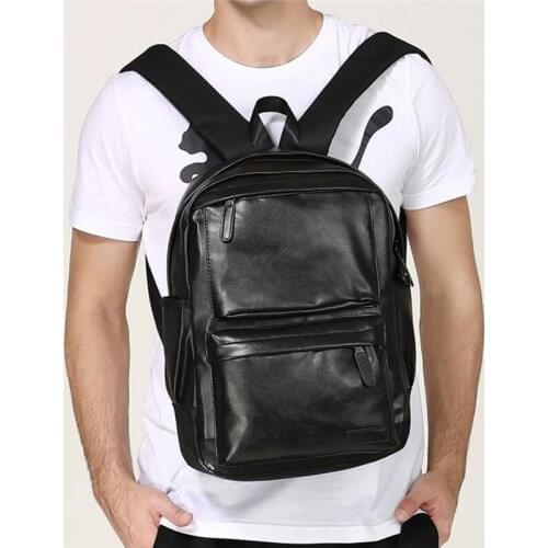 Men Backpack Leather School Backpack Bag Fashion Waterproof Travel Bag Casual Leather Book Bag Male
