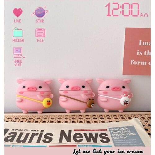 Cute Cartoon Pig Case For AirPods 1 2 Pro Box Fitting Animal Soft Silicone Wireless Bluetooth Earphone Protect Cover Accessories