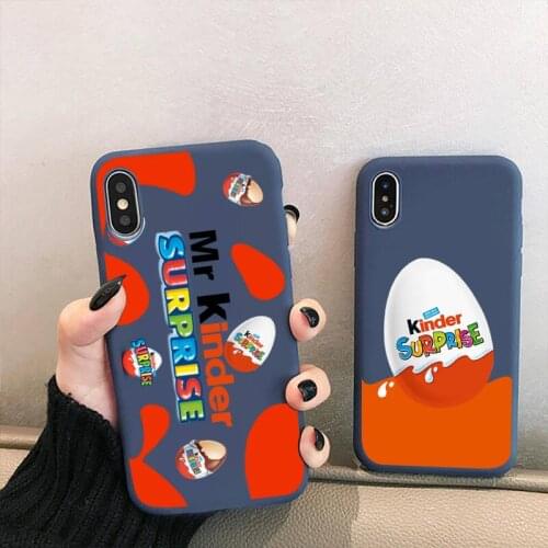 Trolly egg KINDER JOY Surprise Phone Case for iPhone 12 mini 11 Pro XS MAX X XR 7 8 6 Plus Candy Color blue Soft Silicone Cover